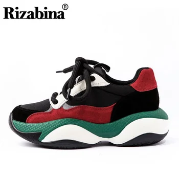 

RIZABINA Fashion Lady New Arrival Real Leather Sneakers Daily Club Leisure Shoes Women Comfortable Brand Footwear Size 35-40