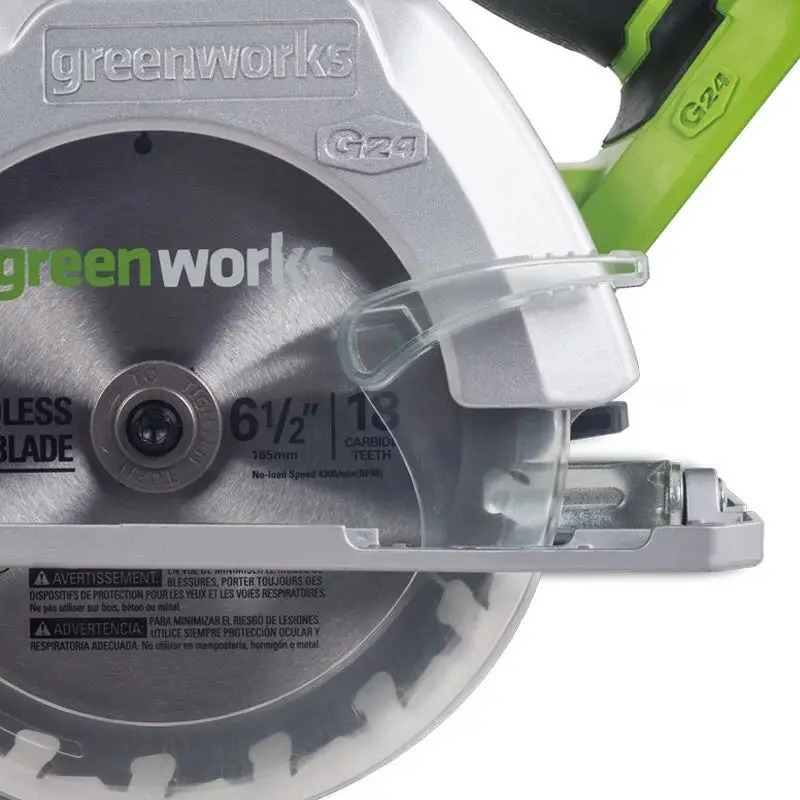 Greenworks 6 1/2 дюймов G24CS 24 В батарея циркулярная компактная пила с 165 мм 18 т TCT лезвие