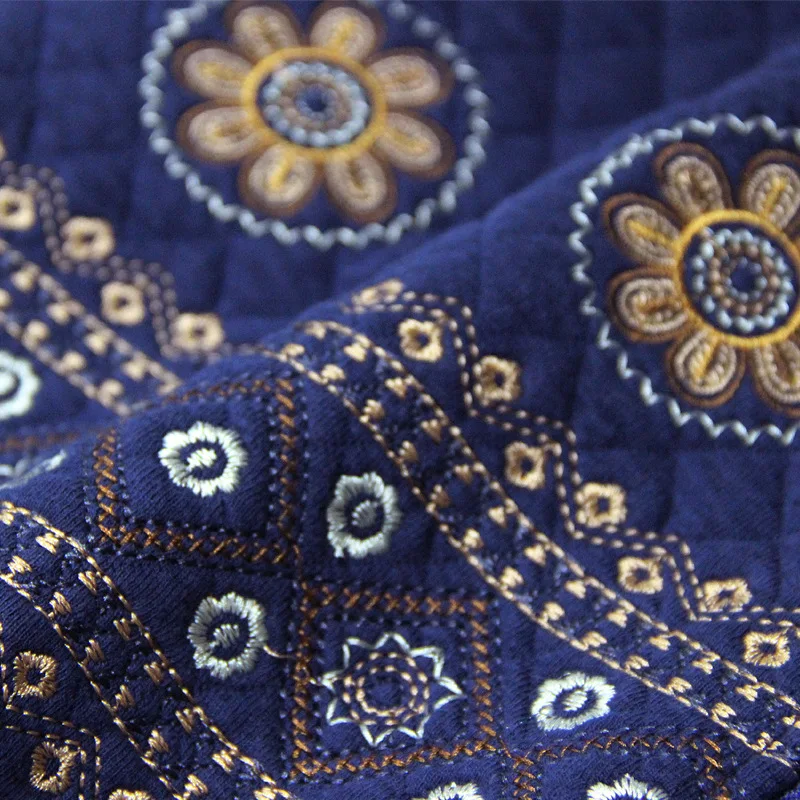 

Brand WOMEN'S Dress 2019 Winter New Style Ribbed Pattern Feet Loose-Fit Baseball Uniform Retro Embroidered Thick Cotton Overcoat