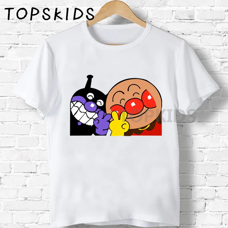 

2019 Children Japanese Cartoon Anpanman and Baikinman Print T-shirts Boys&Girls Funny Cute Baby Tops Kids Summer T shirt