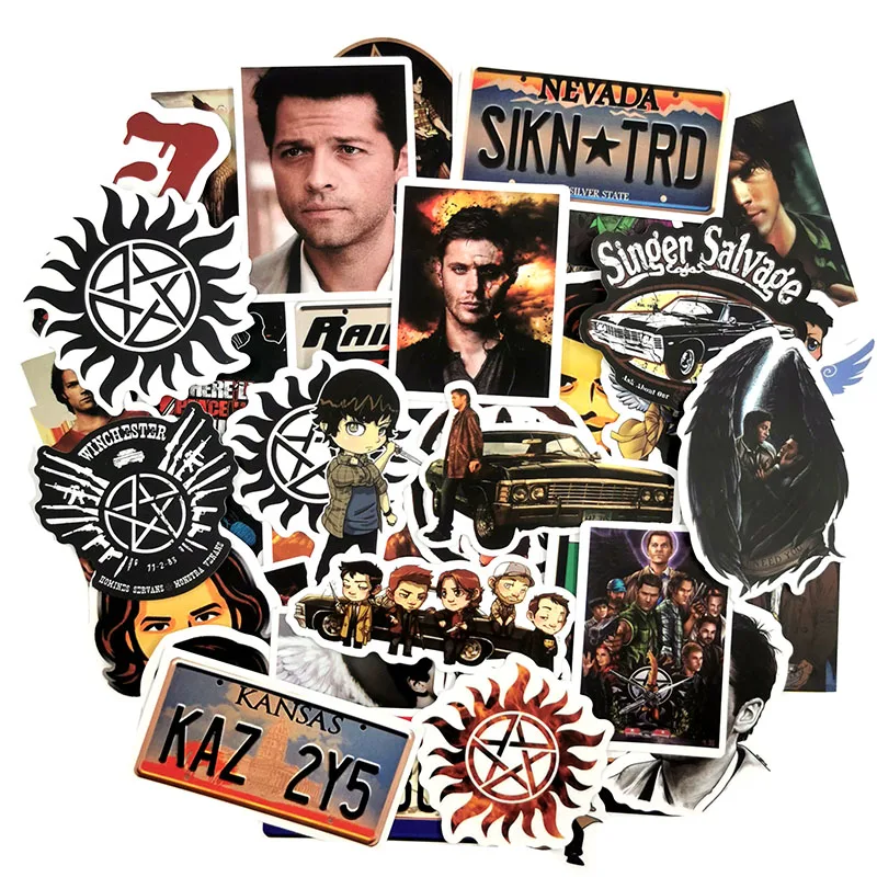 50PCS NEW Supernatural Stickers Set Anime Toy Sticker For Luggage Skateboard Motorcycle Laptop Waterproof Sticker