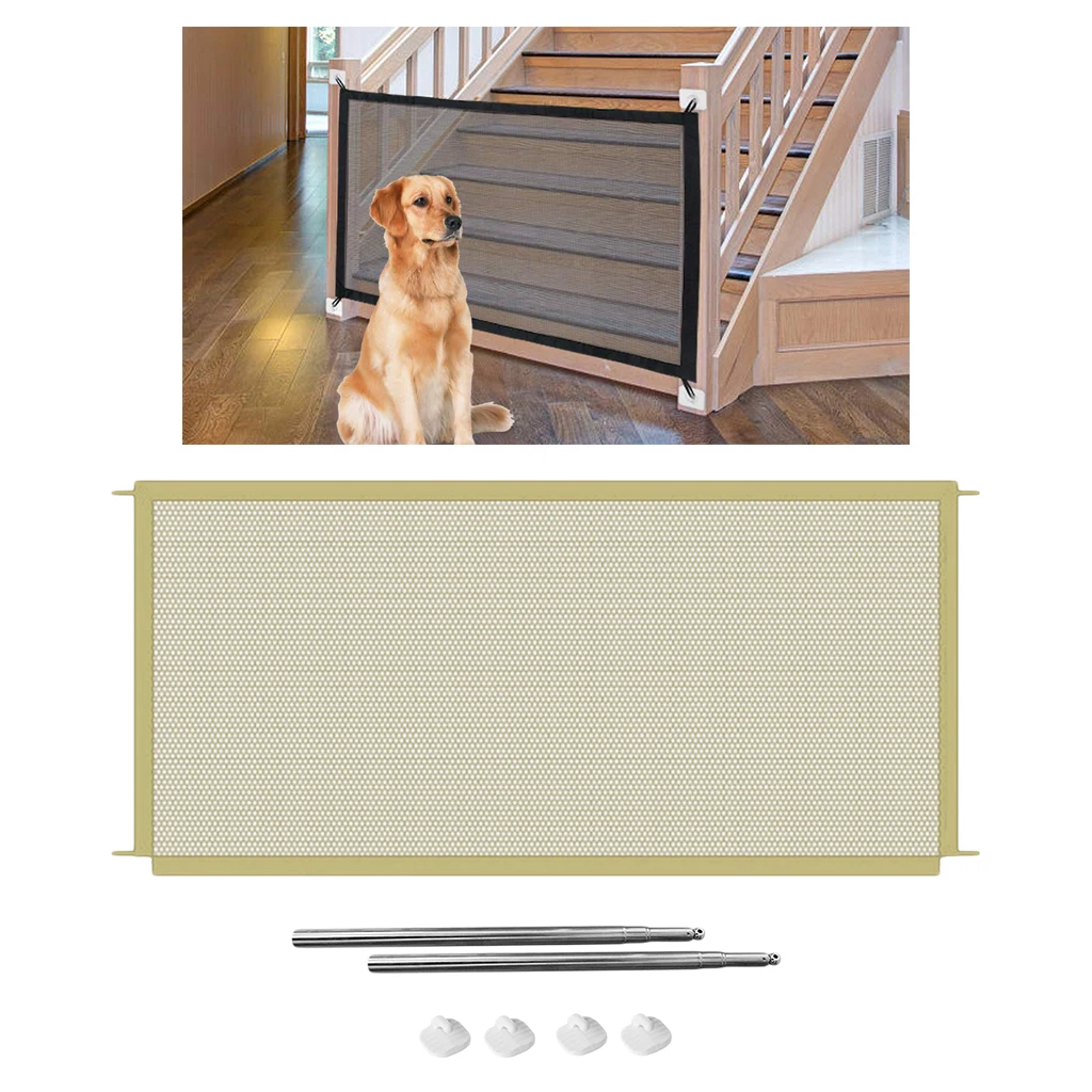 

Tall Pet Dog Gate Retractable Safety Guard Foldable Toddler Stair Gate Isolation