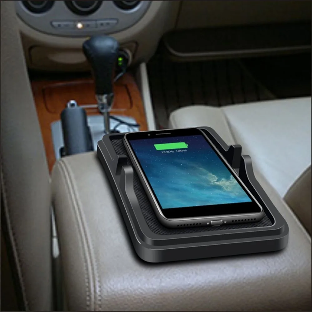 C6 Qi автомобильное беспроводное зарядное устройство для зарядки док-станция для устройств с поддержкой QI Противоскользящий силиконовый коврик подставка для мобильного телефона