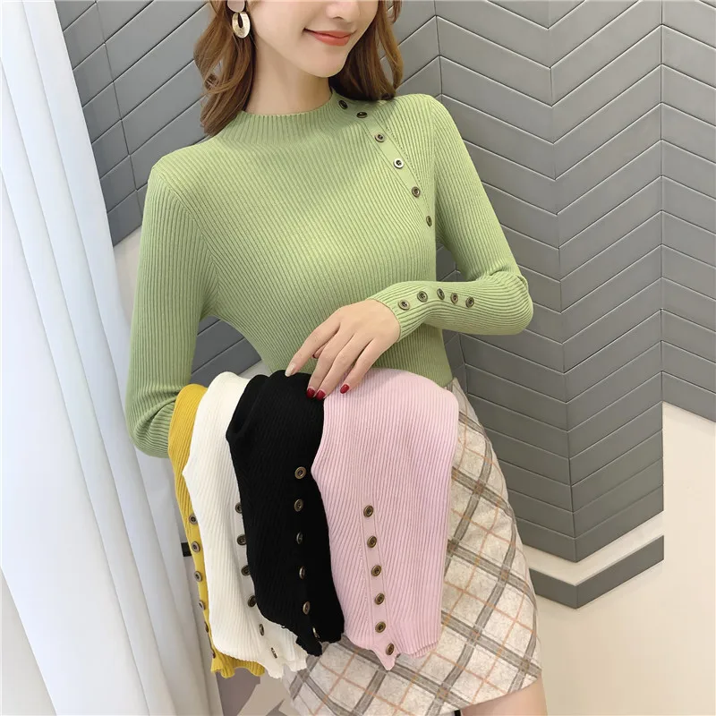 Пончо Blusas De Inverno Feminina 9321 реальная съемка новая кнопка вязаный эластичный сужающаяся к талии футболка 25-1st пол, 4 строки, 5 полок