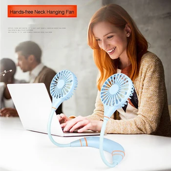 

MagiDeal Rechargeable Hand-free Sports Fan Portable USB Neck Small Table Fan