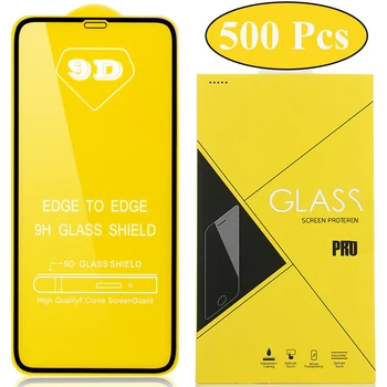 

500pcs 9D Full Glue Tempered Glass For Huawei P40 Lite E P30 Mate 30 20 Nova 7i 6 SE P Screen Protector Film With Yellow Box