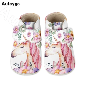 

Aulaygo High Top Sneakers Velcro Shoes Flower Pink Unicorn Pattern Children Sport Fashion Breathable Kids Girl Baby Toddler Falt