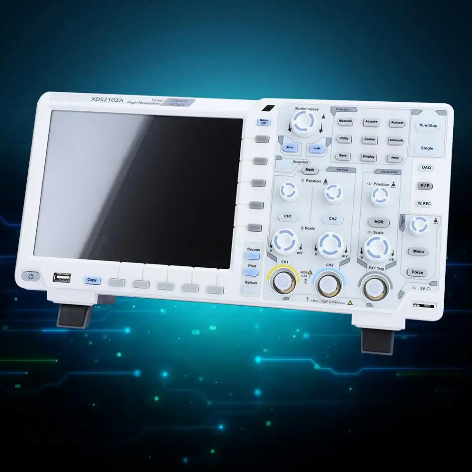 Owon XDS2102A 100 МГц с высоким разрешением ацп цифровой осциллограф инструменты АЦП декодирование ЕС вилка с высоким разрешением измерительный прибор