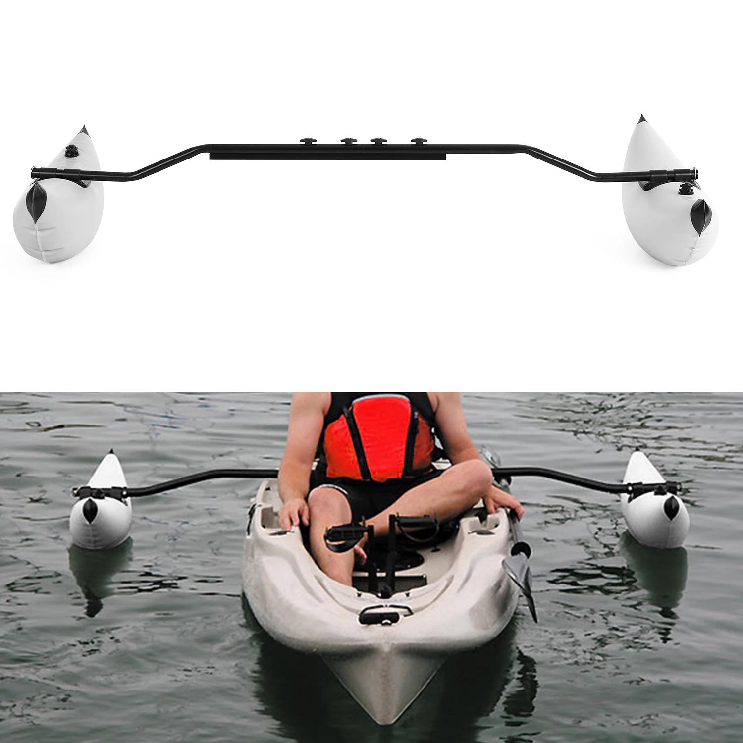 Kayak PVC Inflatable Outrigger Float with Sidekick Arms Rod Kayak Boat  Fishing Standing Float Stabilizer System Kit