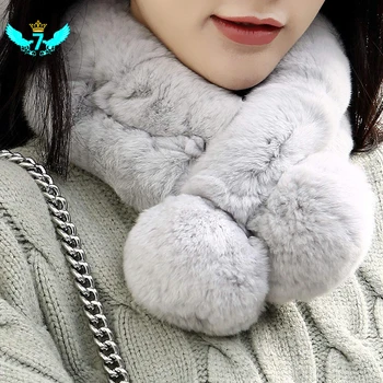 

Women Faux Rabbit Fur Scarf Winter Warm Soft Neckerchief Plush Scarves Fur Grass Collar Snood Female Soft Neckerchief TOA