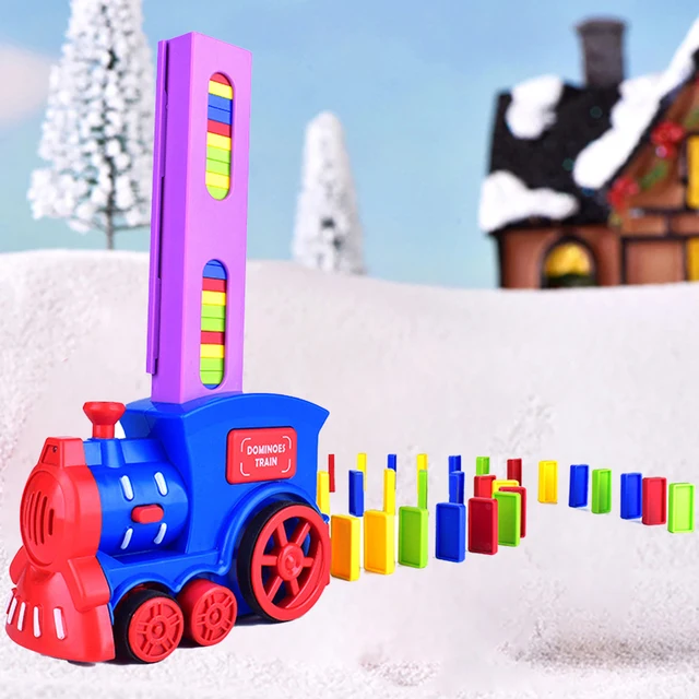 60 Pcs Domino Train Set Domino Pieces Automatic Domino Brick Laying Train Toy for 3+ Years Old Kids Christmas and New Year Gift 5