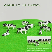 Ho escala modelo vacas animal 1:87 brinquedos mesa de areia construção layout diorama fazenda animais branco e preto plástico 30 peças