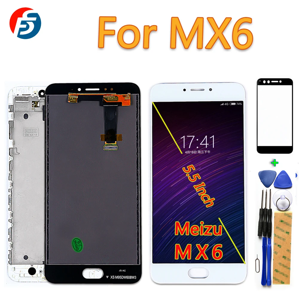 100% протестированный 5 дюймовый сенсорный экран для Meizu MX6 ЖК дисплей дигитайзер в