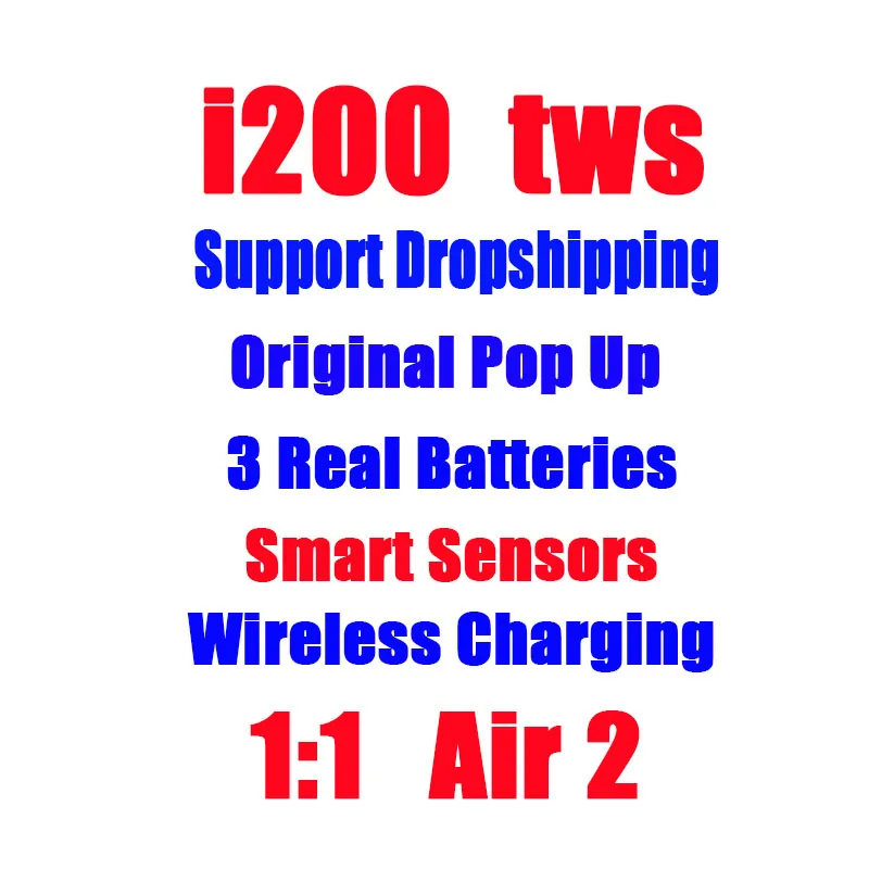 

i200 TWS Bluetooth Earphone 1:1 Gen.2 POP UP Wireless Charging 3 True Power Display Better Than i60 i1000 i3000 i5000 No LED