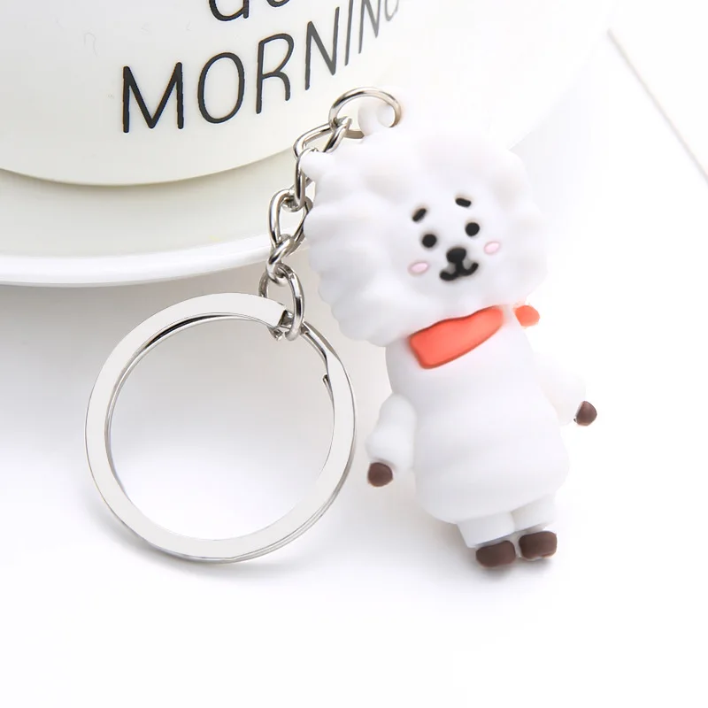 Bangtan мальчики "SHOOKY" "TATA" "RJ" и т. Д. Персонализированные милый мультфильм брелок сумки цепь для женщин мужчин ювелирные изделия Bangtan аксессуары - Цвет: Розовый