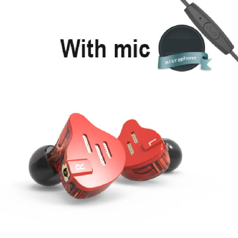 Red with mic PHB Hybrid HIFI 1BA+ 1DD наушники-вкладыши Сменные машины спортивный провод гарнитура наушники - Color: Red with mic