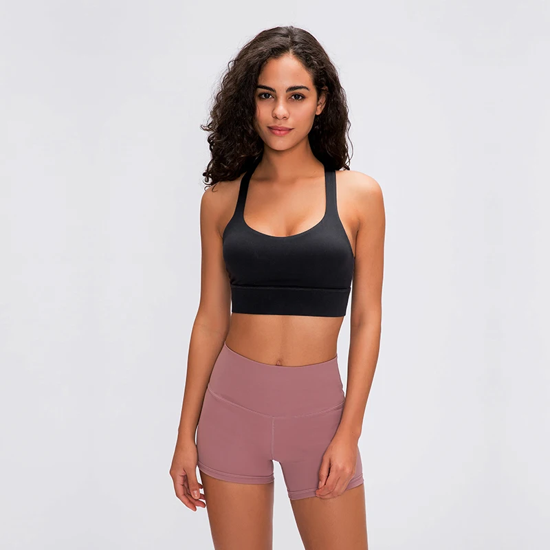 2022 New Buttery Soft Strappy Sports Bra Women Padded Crisscross Back