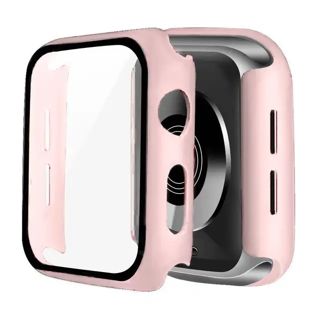 Glass + Cover For Apple Watch case 6/SE/5/4/3/2/1 iWatch 42mm 38mm bumper Tempered Glass for apple watch 44mm 40mm 42mm 38mm Pink