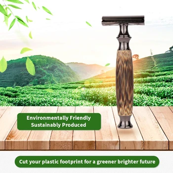 

HAWARD Bamboo Handle Safety Razor For Men Black Double Edge Manual Shaver Classic Shaving Razor 10 Shaving Blades Zero Waste
