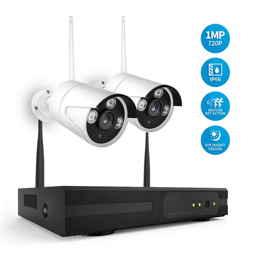 Беспроводной NVR Kit наблюдения Системы 1MP 720P WI FI домашней безопасности Камера