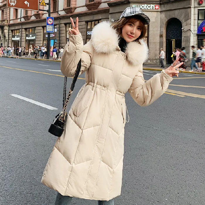 

Photo Shoot South Korea Dongdaemun 2019 New Style Autumn down Jacket Women's Long Loose-Fit Slimming Cotton Overcoat Winter Onli