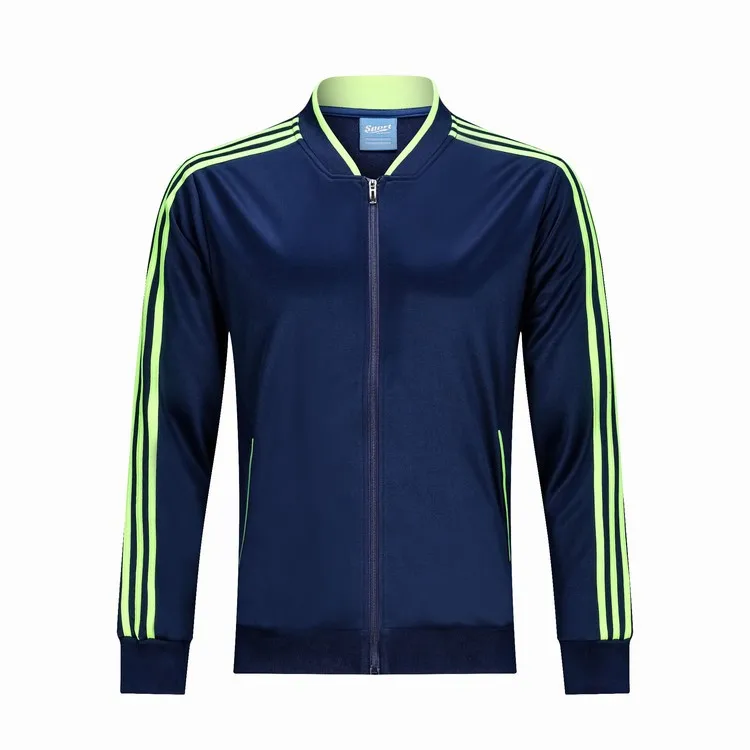 

Sapphire Blue Trilateral Stripes Sports Jackets Autumn And Winter Outdoor Clothing Football Training Long-sleeve Suit Uniform bu