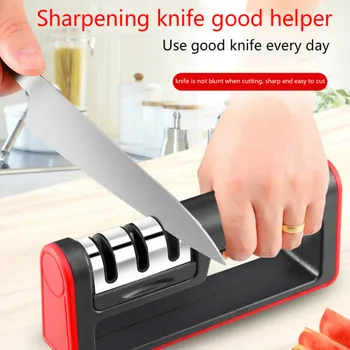 

Knife Sharpener Quick Sharpener Professional 3 Stages Sharpener Knife Grinder Non-Slip Silicone Rubber Base Knife Sharpener