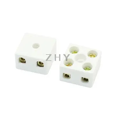 

10A 380V Insulation Connector Porcelain Ceramic Terminal Block 2W5H 2Pcs