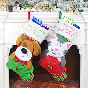 

Christmas Stockings Dog Cat Envelope Pet Socks for Decoration Christmas Tree Home Bags