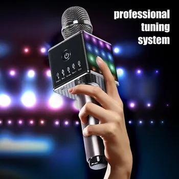 

DOITOP Microphone Portable Wireless Bluetooth Karaoke Live Handheld Wireless KTV Machine Microfone Speaker LED Light Mic cl