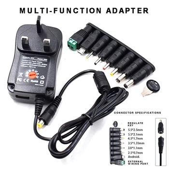 

Universal 3-12V Transformer Electric Adjustable Multifunctional AC/DC Power Adapter With 8pcs Adapters Connection Tips Spec