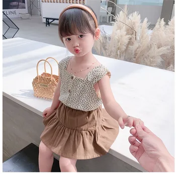 

2020 Girl Summer Fashion Suit Kids Children Clothing Set Including Top+skirt 2pcs Per Set Two Colors
