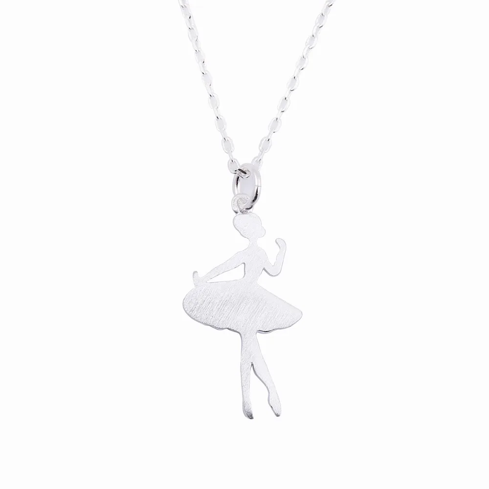 Classic Silver Color Ballerina Necklace necklace for women Long Chain ballet girl necklaces & pendants Gift for Dancer