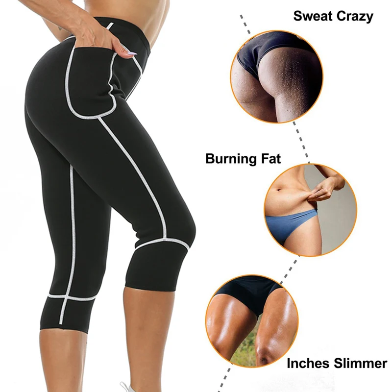 Sfit женские брюки для тренировок стройнящие Горячие неопреновые шорты с карманом для женщин потеря веса сауна для похудения пот брюки для йоги, леггинсы