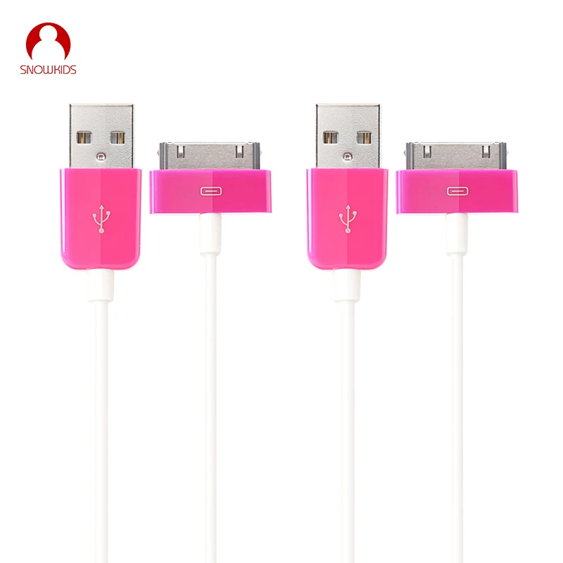 Usb-кабель Snowkids для iPhone 4, 4S, 3G, iPad 2, 3, iPod, Nano, Mini Touch, быстрая зарядка, 30 Pin, зарядное устройство, кабель для синхронизации данных - Цвет: Pink 2 Pieces
