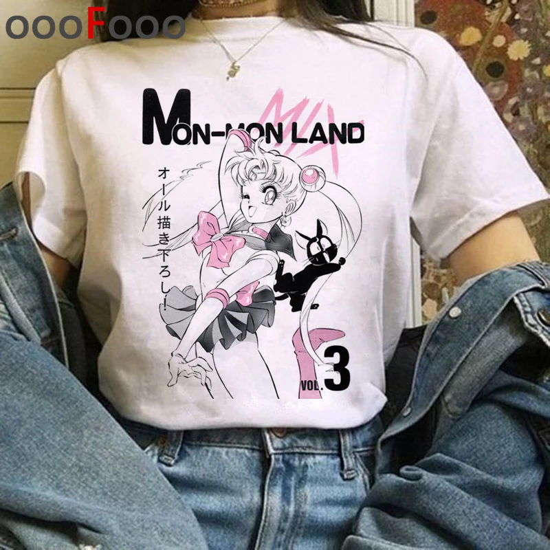 Сейлор Мун Harajuku милые футболки для женщин Ullzang милые Усаги Аниме футболки 90s Забавный мультфильм футболки эстетические футболки женские