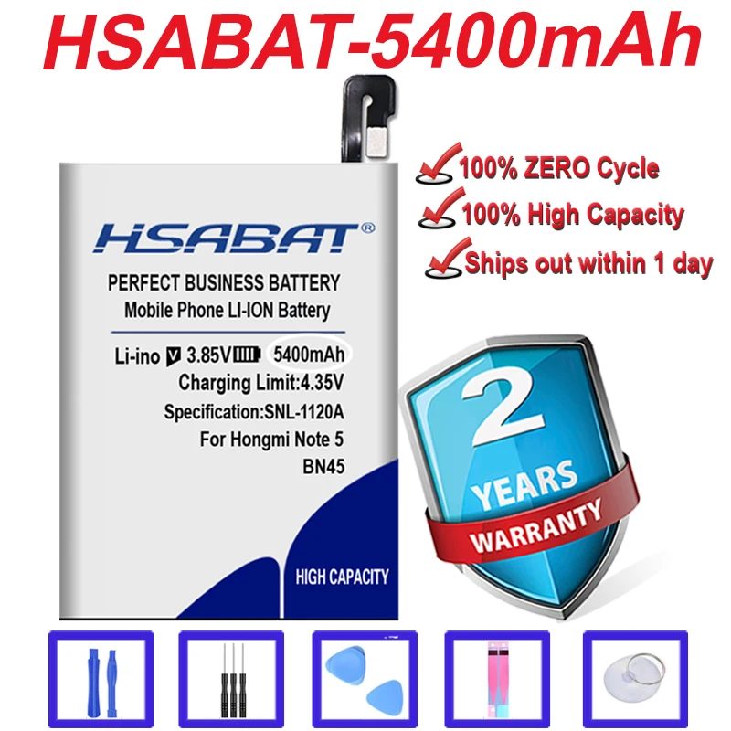 HSABAT Top Brand 100% New 5400mAh BN45 Battery for Xiaomi Redmi Note 5 Hongmi + free gift | Мобильные телефоны и