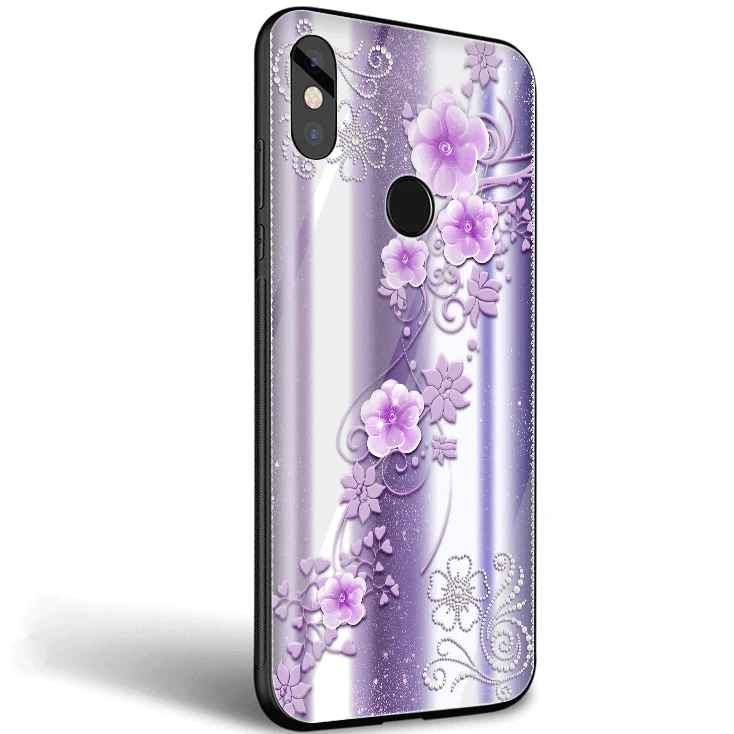 Мобильный телефон Стекло чехол для Xiaomi mi 8 9 Lite A1 A2 Red mi Примечание 5 6 7 Pro 6A 4X F1 чехол с украшением в виде кристаллов Стразы, с принтом в виде цветов - Цвет: G8