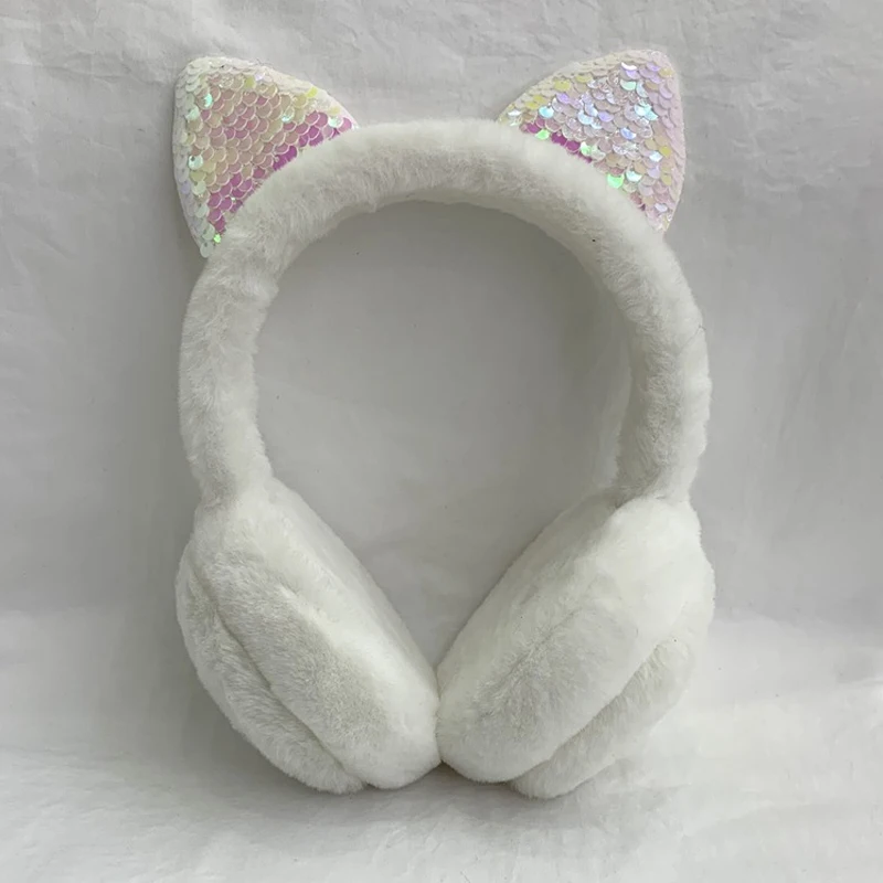 JINSERTA Kids Cat Ear Headphone Warm Music Headset with Soft Earmuff 3 5mm Wired Earphone for Phone PC Birthday Christmas Gift