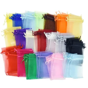 

50pcs/lot Organza Gift Bags 7x9cm 9x12cm Satin Drawstring Organza Pouch Wedding Party Favor Gift Bag Jewelry Watch Bags 5Z