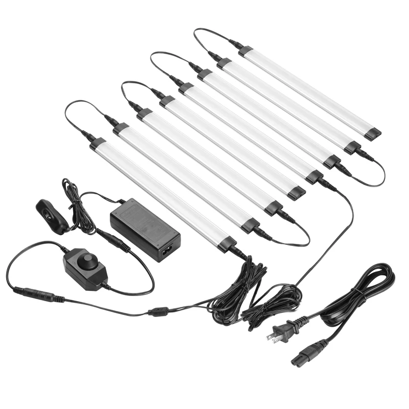 Cabinet Bar Kit Rigid LED Bar Light with Dimmer Switch  Cabinet Bar Light  Furniture Kitchen Cabinet Lighting Bar(8 Panels)