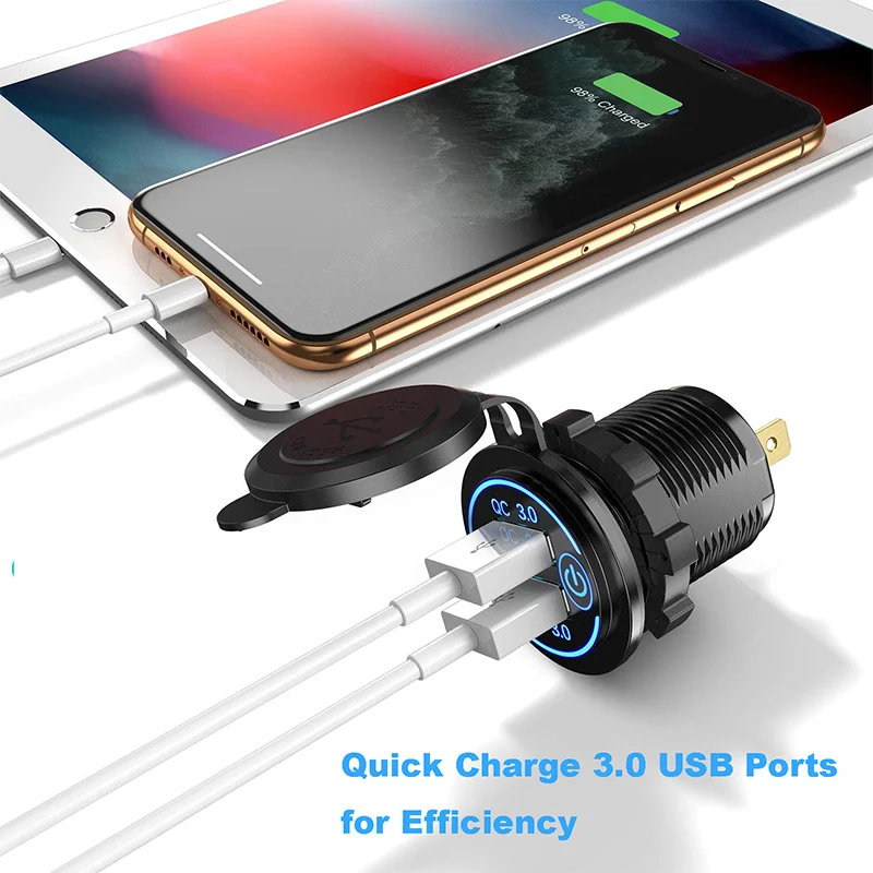 Adattatore Per Accendisigari Auto Con Doppia Porta USB E Presa 12V, Ricarica Rapida, Cavo 63 Cm, Per Telefono, GPS, Telecamera Cruscotto