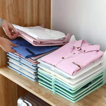 

5pcs/10pcs Folding Cloth Storage Holders Simple Clothing Wardrobe Finishing Racks Home Shirt Underwear Organizer Board