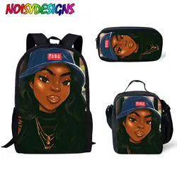 Бесшумные дизайнерские черные женские художественные африканские школьные сумки с принтом для девочек, детская сумка, рюкзак для детей, 3