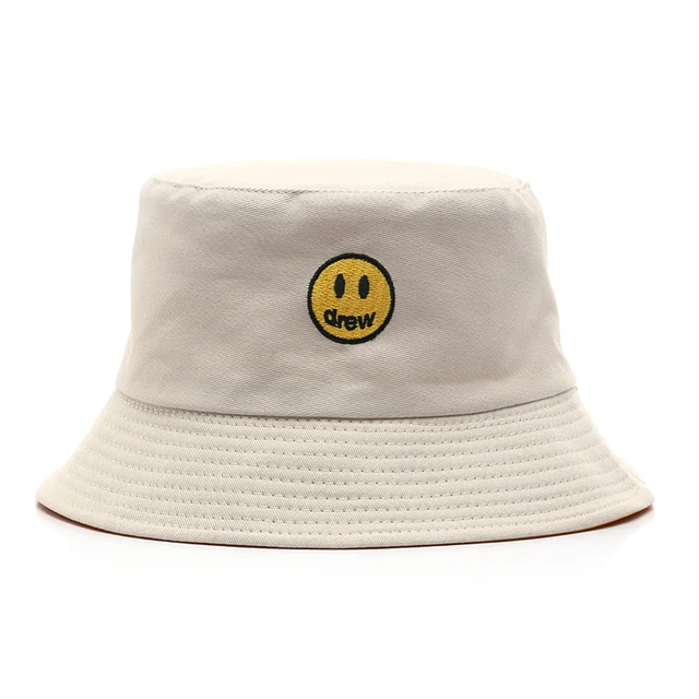 Male and female Drew House smiley print casual fisherman hat