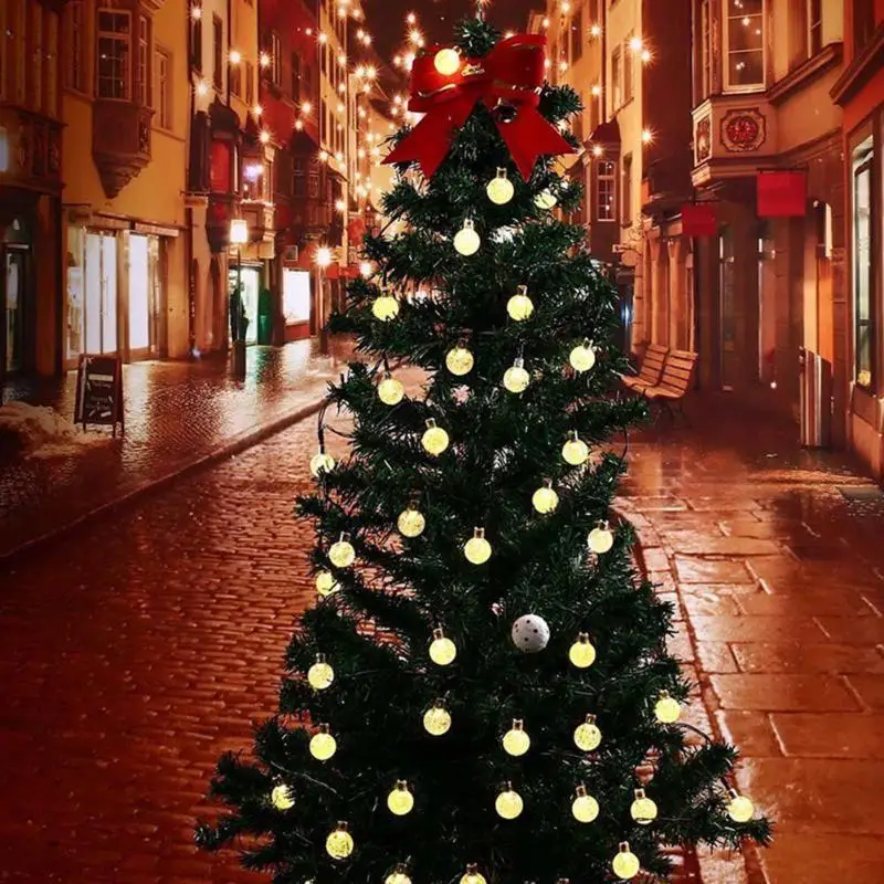 6.5m 30LED Solar Bubble Ball Fairy String Light Christmas Garland Holiday Decor Create a Sweet and Romantic Atmosphere