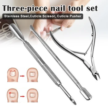 

3pcs/set Stainless Steel Spoon Nail Cuticle Pusher Remover Cutter Nipper Clipper Cut Set HJL2019