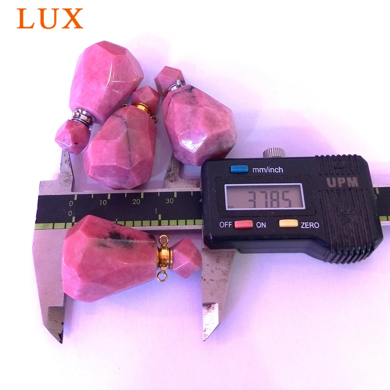 Rhodonite Perfume Bottle Pendant, Chakra Gemstone Oil Vial Charm for Necklace, Crystal Pendant Wholesale 5