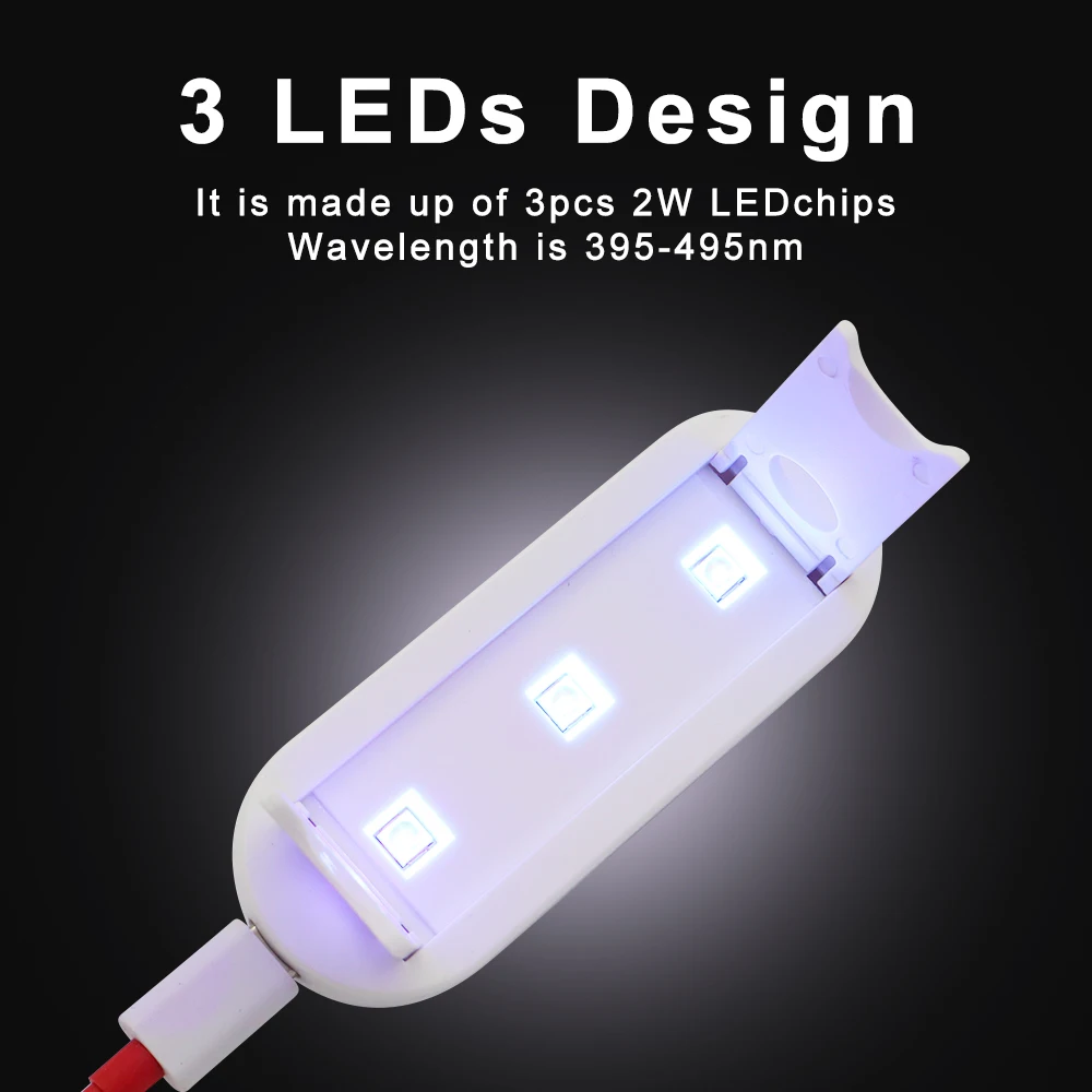 ZHMZH 3LEDs Ultraviolet GEL Curing Light UV Curing Lamp Foldable Android Type-C Interface UV Light DC5V 6W