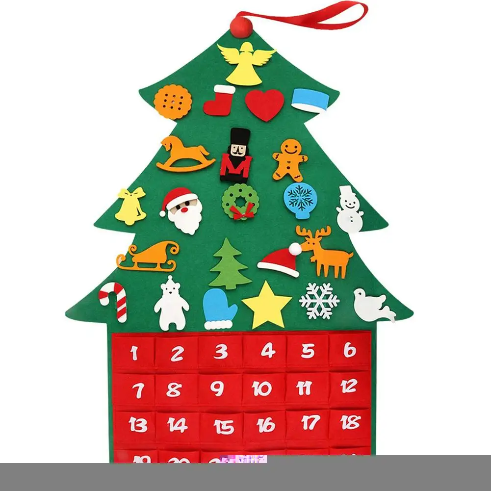 

2019 Christmas Tree Calendar Wall Door Hanging Countdown Advent Calendar Pendant For Home Christmas Decoration New Year Gift